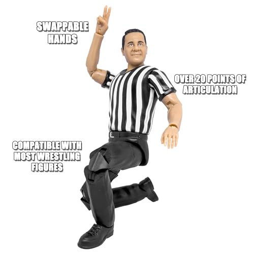 Counting & Talking Wrestling Referee Action Figure with Deluxe Articulation A7605