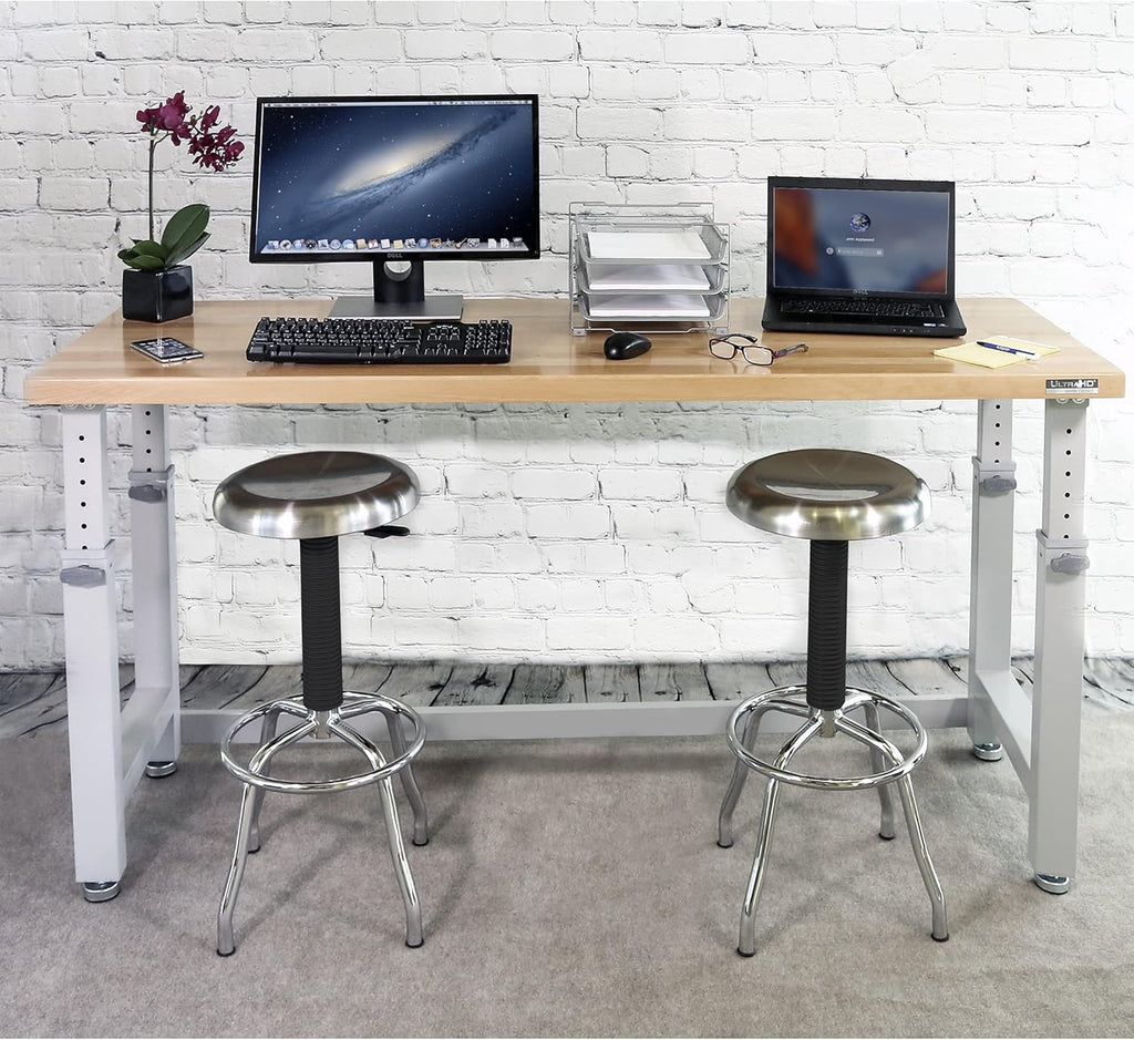 72" Granite Grey Height Adjustable Wood Top Workbench Desk Y1997