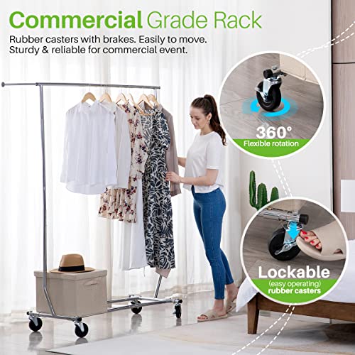Heavy Duty Commercial Rolling Clothes Rack with Lockable Wheels G619