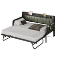 Grey Twin Daybed with Trundle Bed and Storage Headboard W66533