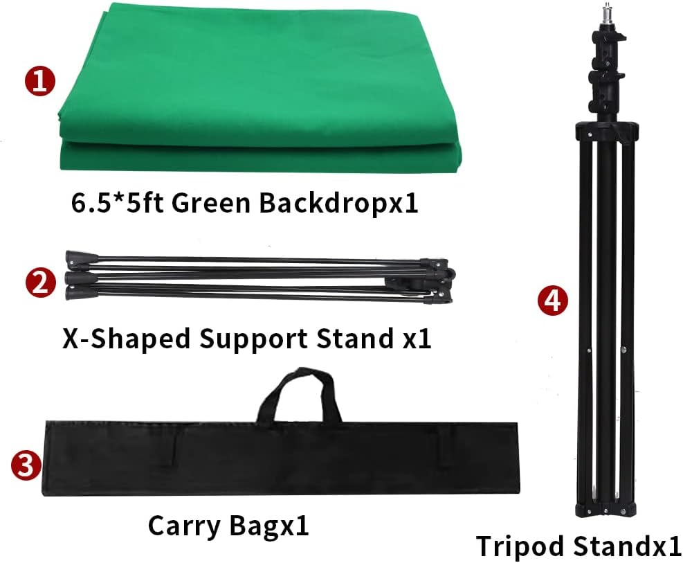 5x6.5ft Chromakey Green Screen Backdrop with Stand, Pack of 2 Q780378