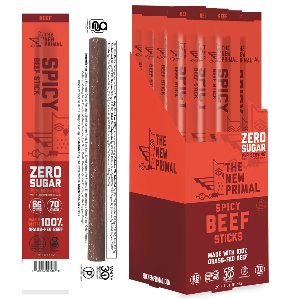 100% Grass-Fed Beef Meat Sticks (20 Sticks) P44863