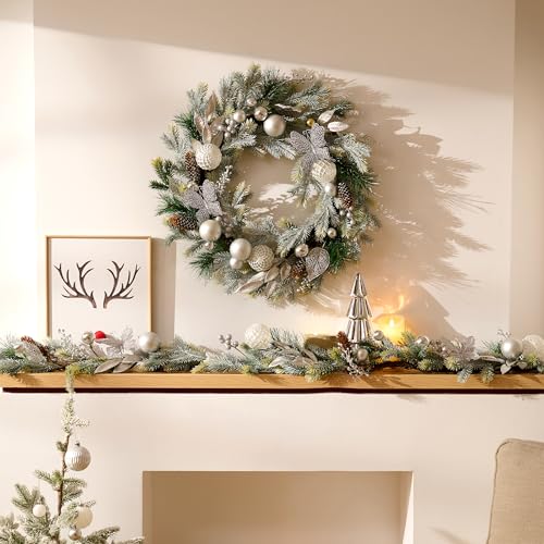 24'' Pre-Lit Pink Christmas Wreath with Lights E586126