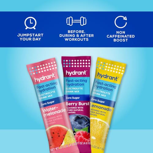 Hydration Electrolyte Powder Stick Packets Lemonade 30 Count H2059