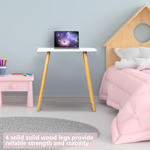 White 27.5 inch Solid Wood Computer Desk D80987