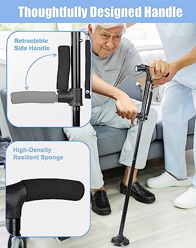 Black Adjustable Folding Walking Cane with LED Light W767559
