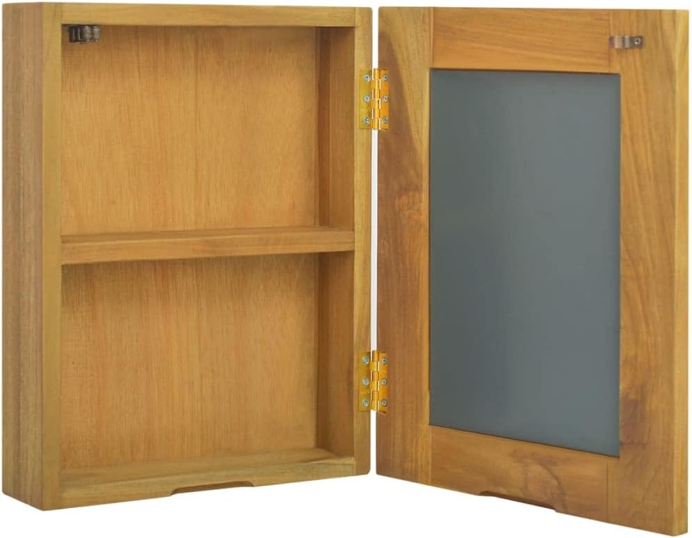 Natural Wood Grain Finish Wooden Storage Cabinet with Mirror Door I75411