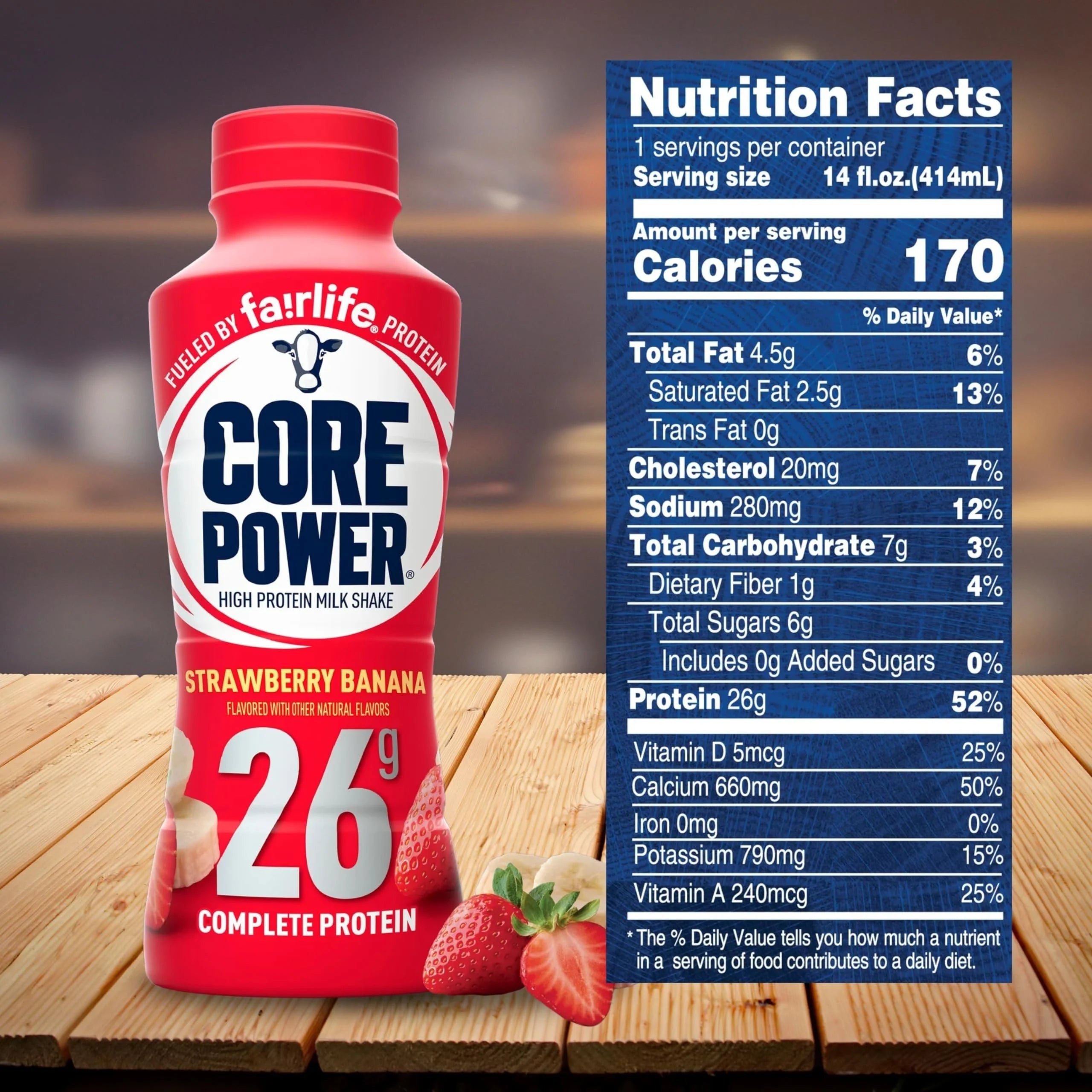 Strawberry Banana Flavor Protein Milk Shakes, 14 Fl Oz Pack of 12 K51571