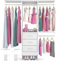 48" White Closet Organizer System with 3 Fabric Drawers and 3 Adjustable Shelves K7346
