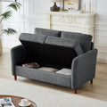 Dark Grey 3-Seat Linen Sofa with Storage and 2 Pillows T8245