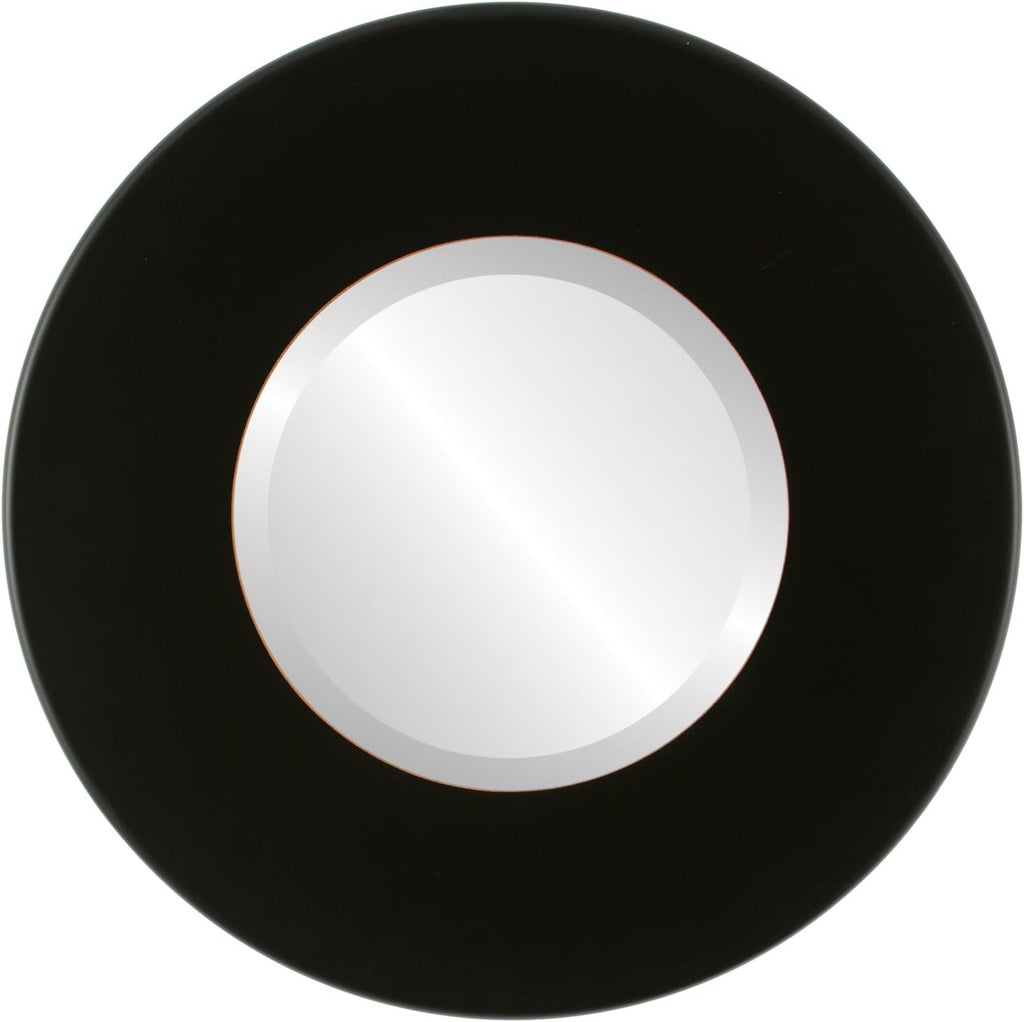 Rubbed Black 38x38 Round Beveled Wall Mirror C4802