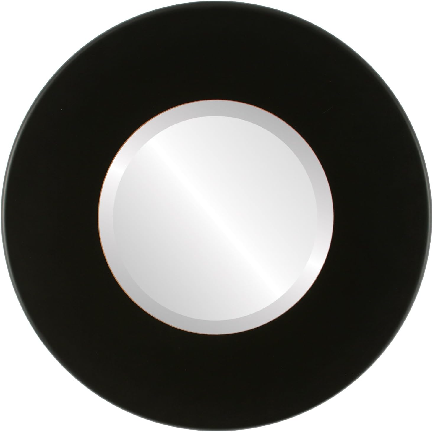 Rubbed Black 38x38 Round Beveled Wall Mirror C4802