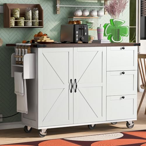 Black Rolling Kitchen Island Cart with Storage, 2 Drawers, 2 Cabinet Z5130