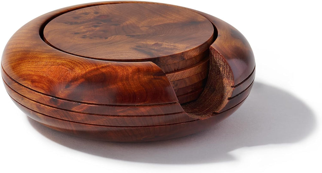 Thuya Wood Burl Coasters Set of 6 E5075