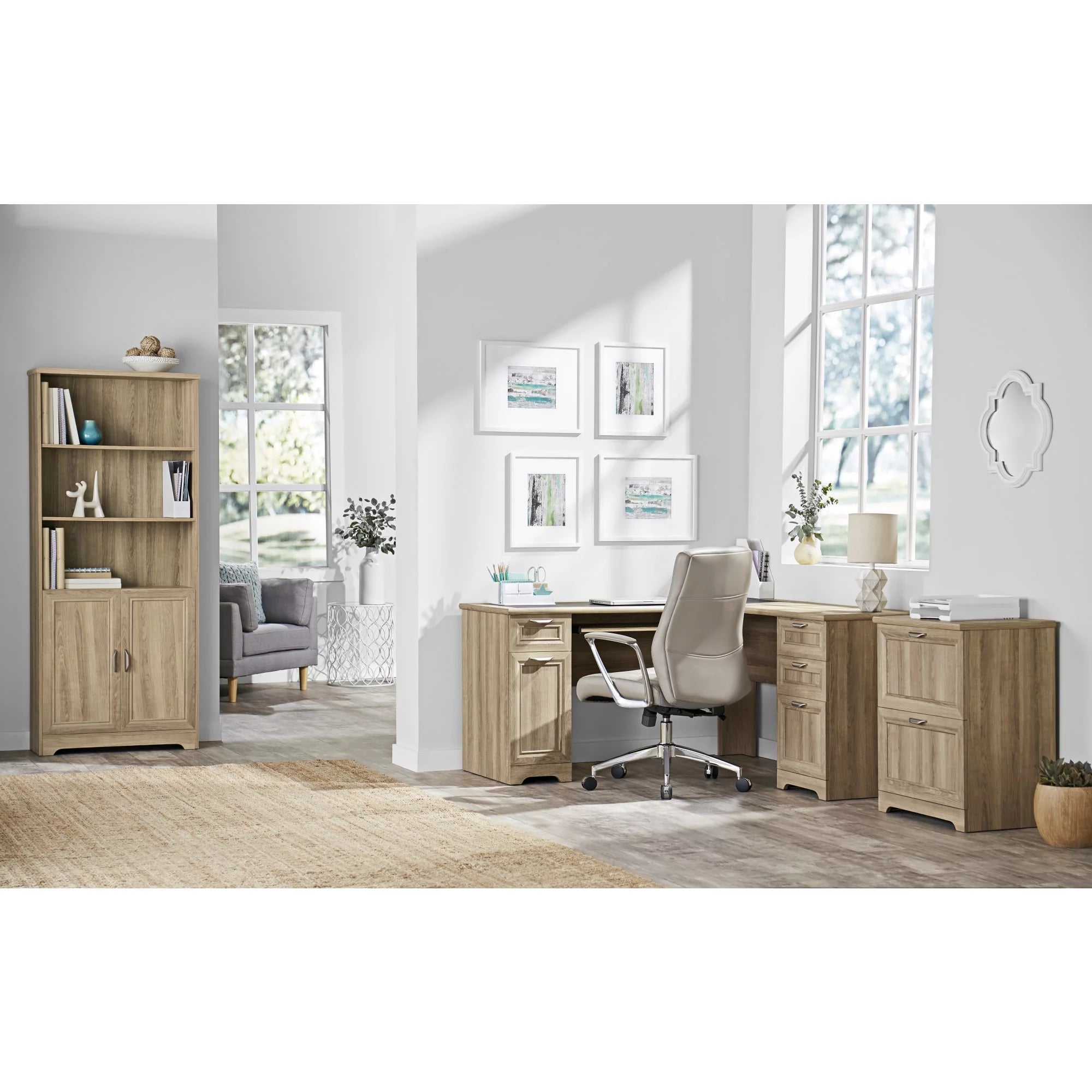 Blonde Ash L-Shape Corner Desk F383870