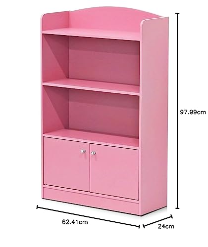 Pink 3-Tier Bookcase with Storage Cabinet S952666