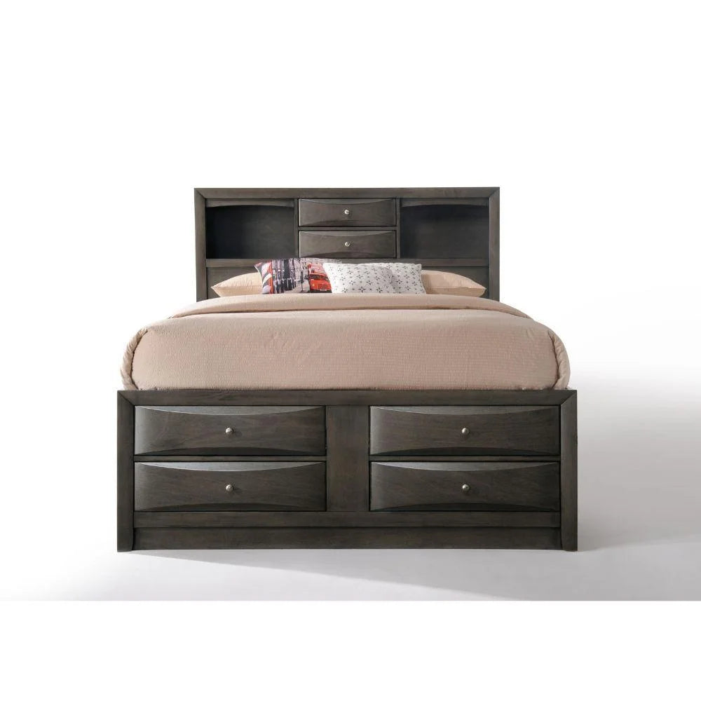 Gray Oak Wood Full 6PCS Bedroom Set with Storage C86614