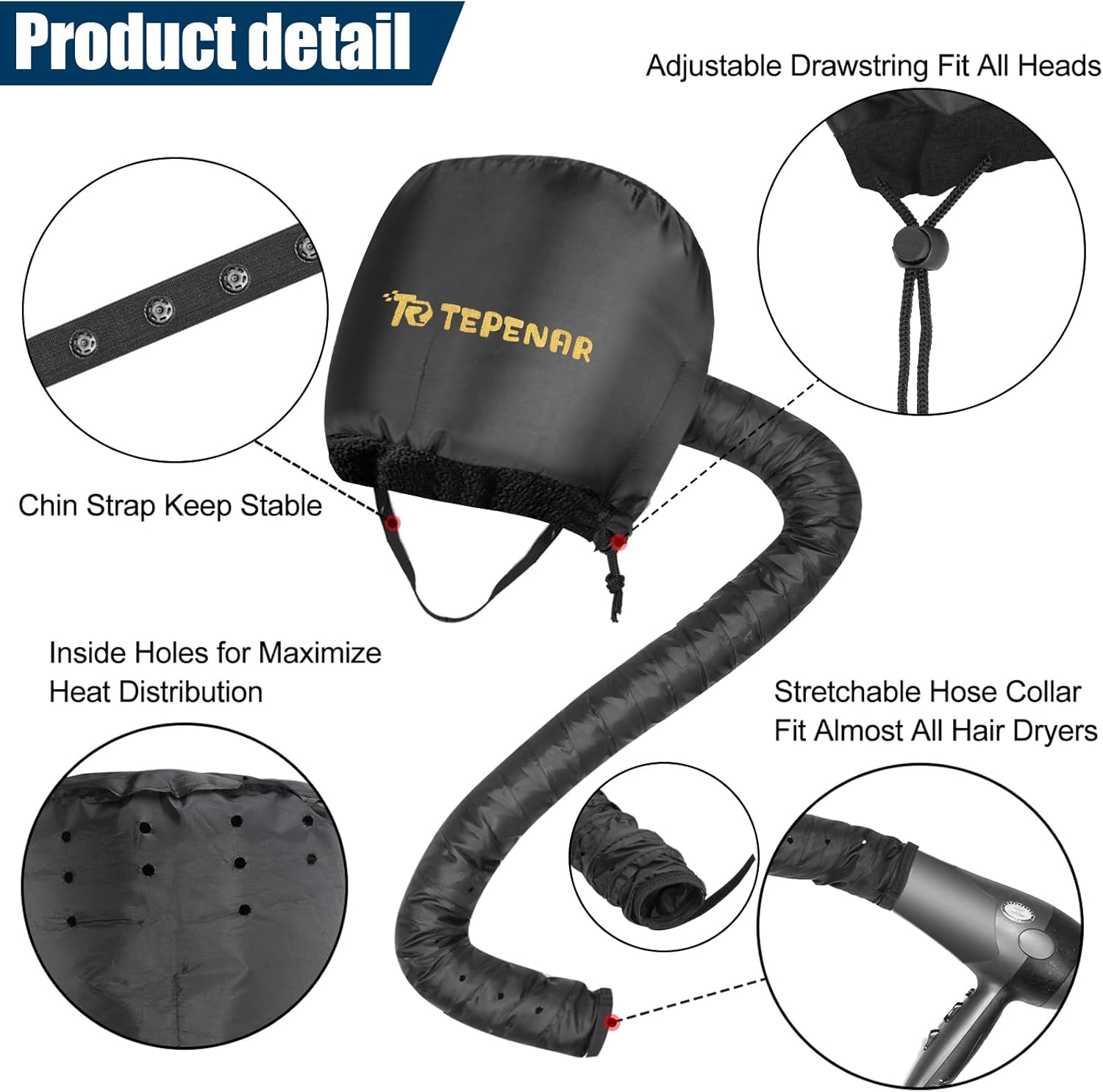 Extra Large Soft Adjustable Bonnet Hair Dryer Attachment U425