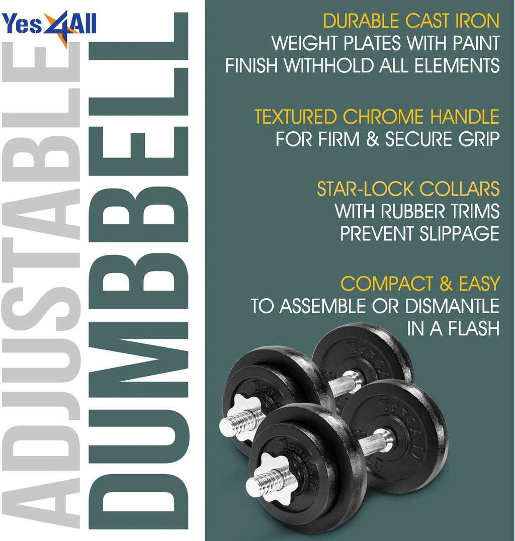 60 lbs Adjustable Cast Iron Dumbbell Pair H8373