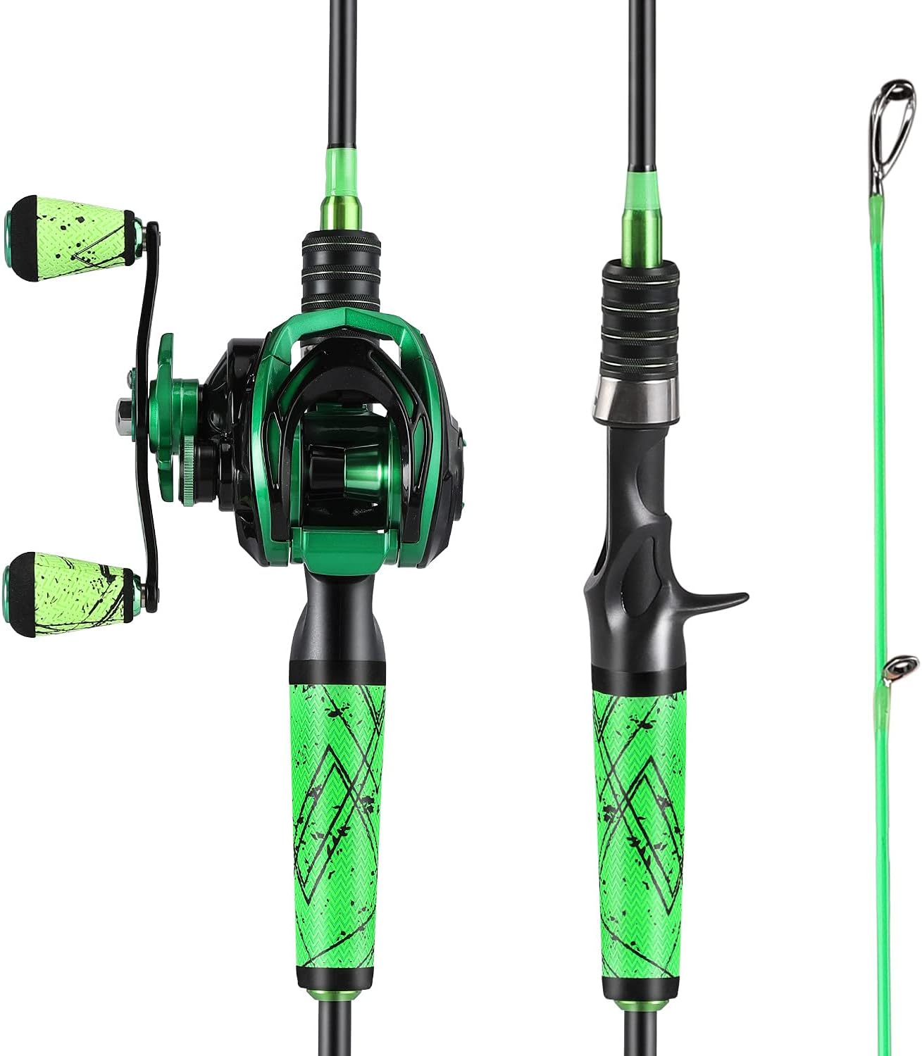 Medium Fast Baitcasting Fishing Rod and Reel Combo, 24-Ton Carbon Fiber 2 Pieces I337029