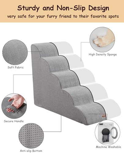 3 Steps Non-Slip Pet Stairs for Bed U726814