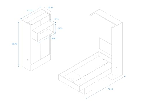 White Full Murphy Wall Bed with Shelf W5318