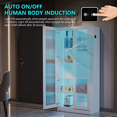 Black LED Storage Cabinet with Charging Station V643