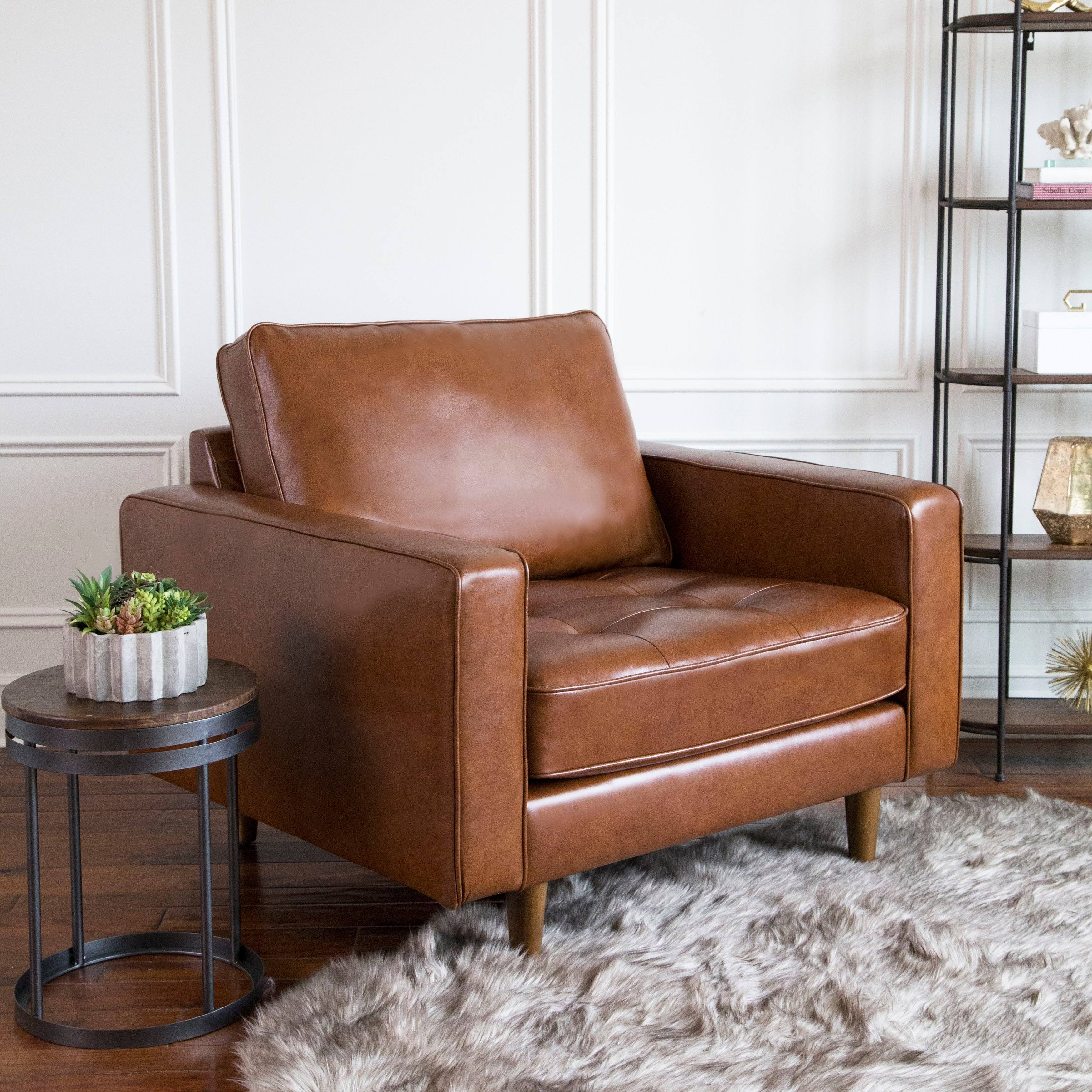 Camel Top-Grain Leather Armchair Z70073