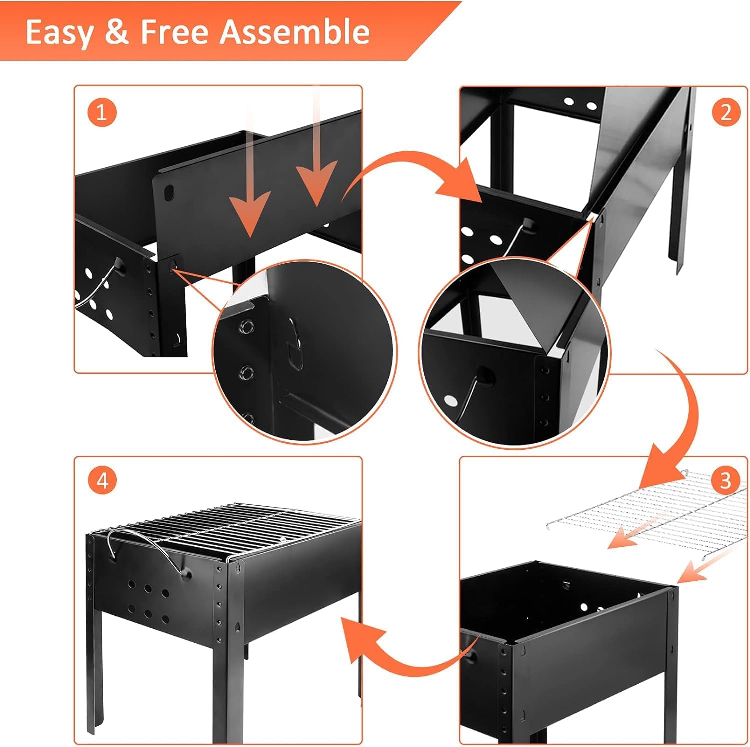 14" Portable Charcoal Barbecue Grill, Black R597204