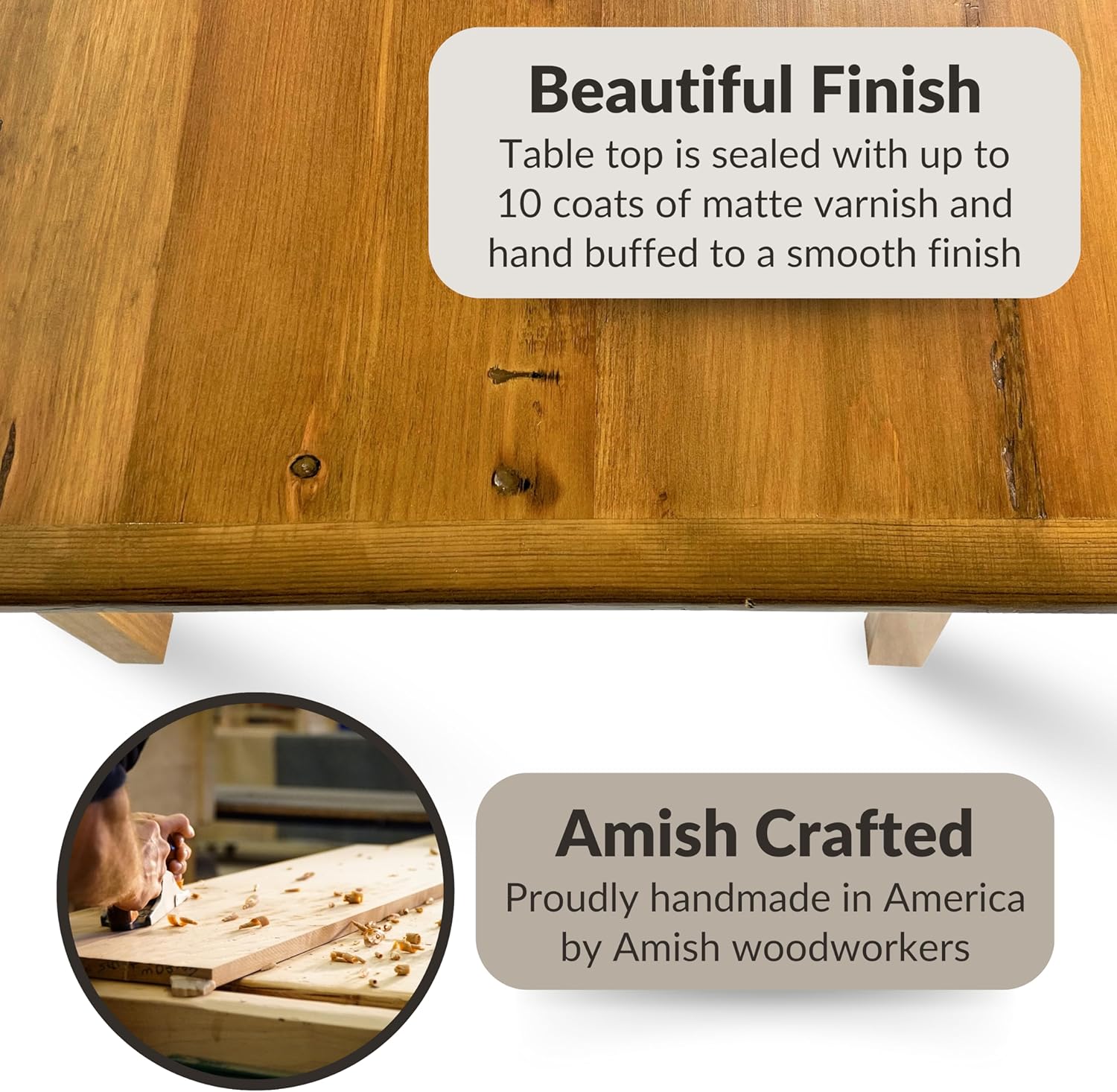 Solid Wood Rustic Farmhouse Dining Table with Breadboard Ends (5', Light Natural) A12274