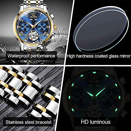 Self Winding Automatic Mechanical Tourbillon Stainless Steel Waterproof Luminous Dress Wrist Watches T379173