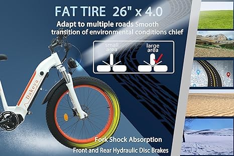 Electric Bike, 1000W Brushless Motor, 48V 15AH Removable Battery, 26" x 4.0 Fat Tire, 7-Speed Gear, LCD Digital Display X7123