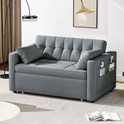 55" Convertible Velvet Sofa Bed, Full Size Y627874