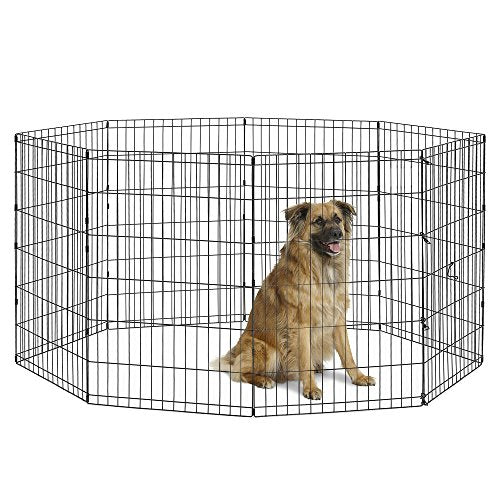 Black 24-Inch Folding Metal Dog Exercise Pen X332155