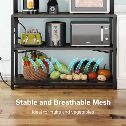 39.4 Inch Wide 5-Tier Bakers Rack with 3 Power Outlets (Black) R800238