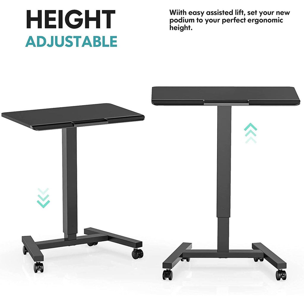 Black Adjustable Height Rolling Laptop Desk Cart U84404