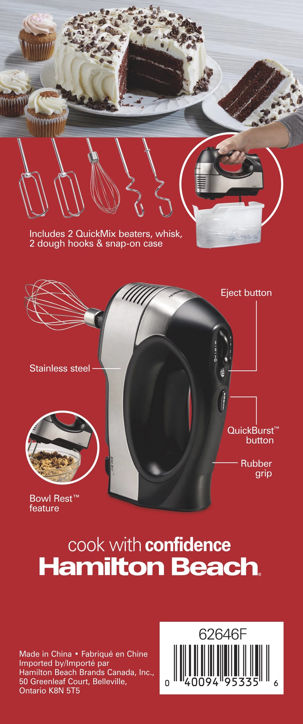 6 Speed Hand Mixer, Stainless Steel, 5 Attachments A6317