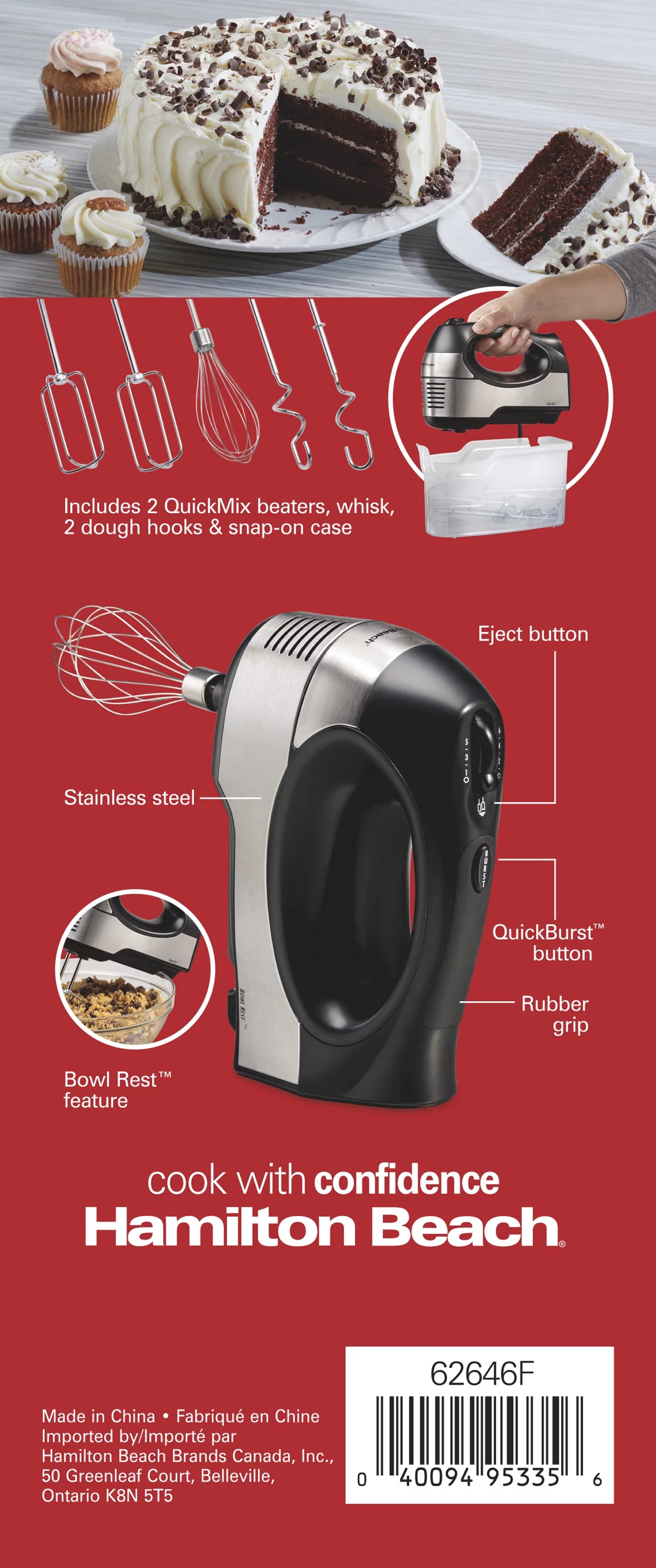 6 Speed Hand Mixer, Stainless Steel, 5 Attachments A6317
