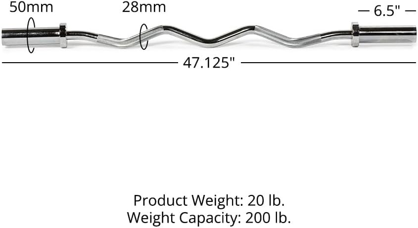 4ft EZ Curl Bar Barbell, Rated 200 LB, Durable Steel Weight Bar O90662