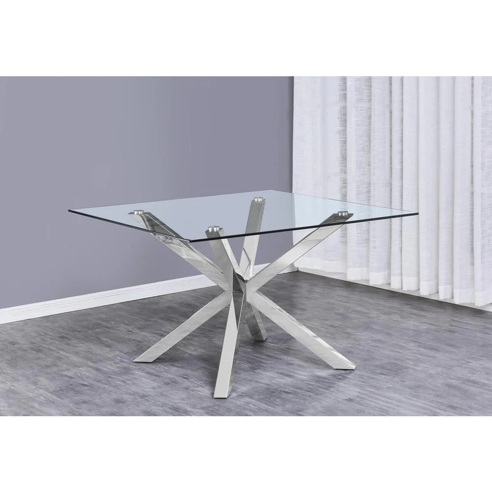 Clear Glass 5pc Dining Set with Silver Stainless Steel C9880