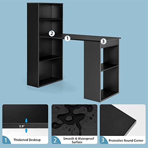 Black Desk with 6 Tier Storage Shelves D51902