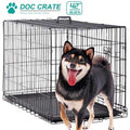 Black 42 inch Folding Dog Cage with Plastic Tray T4798