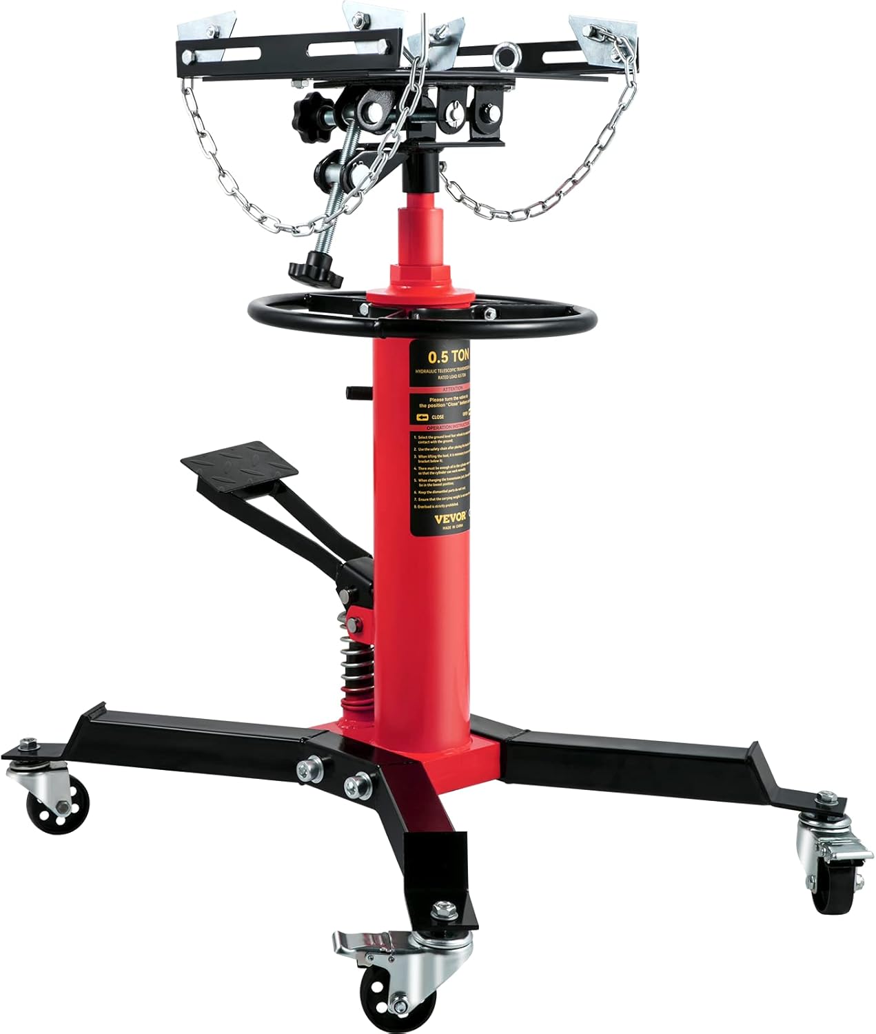 1/2 Ton 1100 lbs Capacity Hydraulic Telescopic Transmission Jack with Foot Pedal J77830