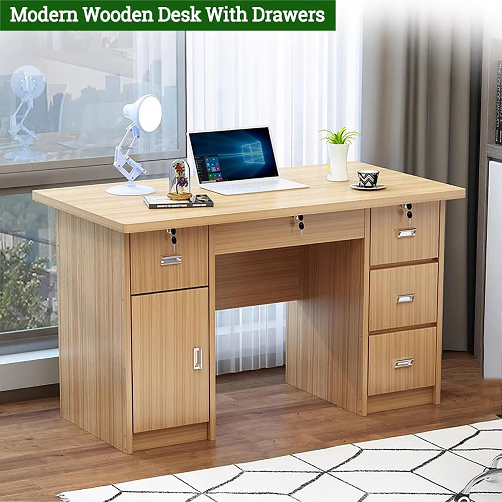 Gray Wooden Writing Desk with Drawers T631673