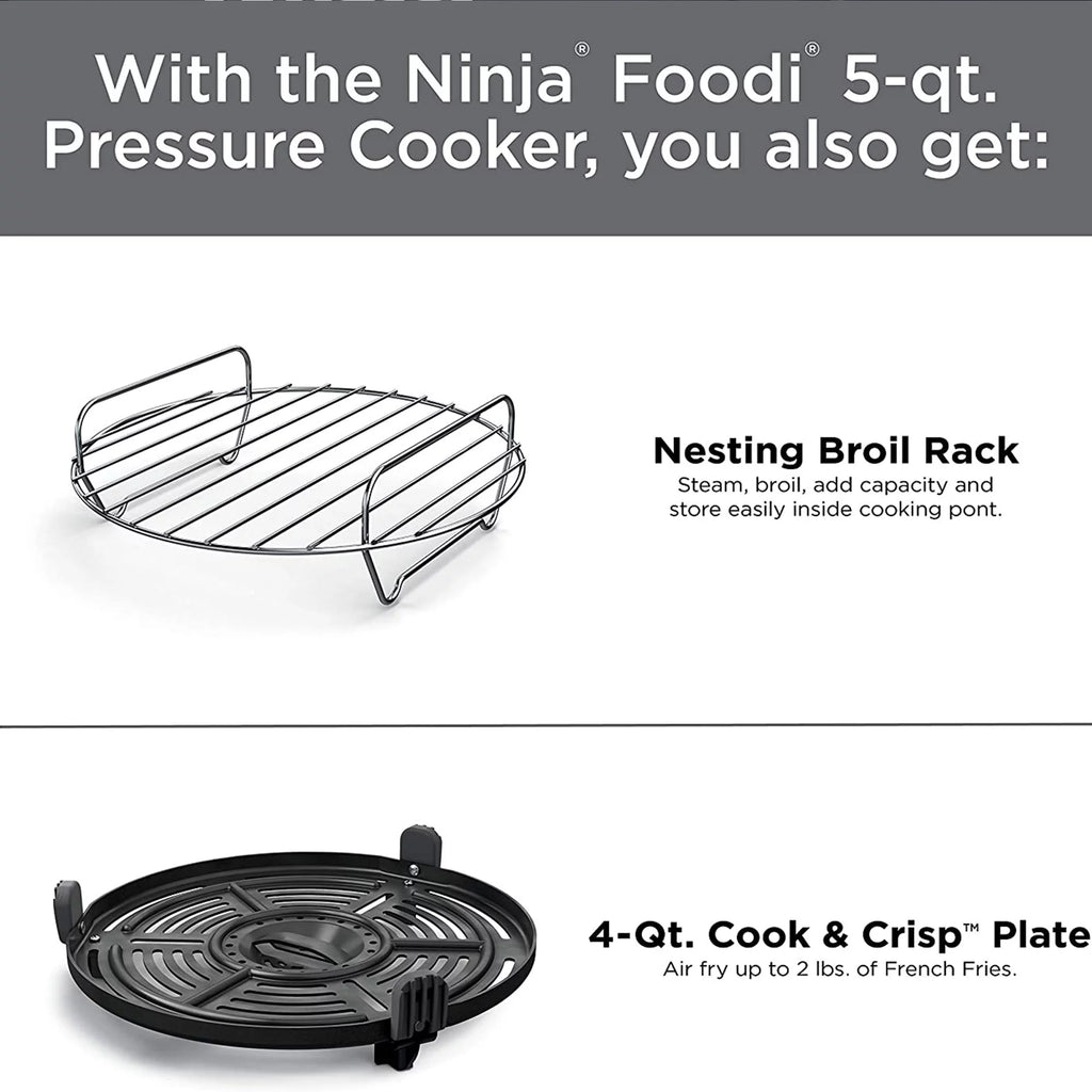 9 in 1 Pressure Cooker and Air Fryer with Nesting Rack, Silver Y13916