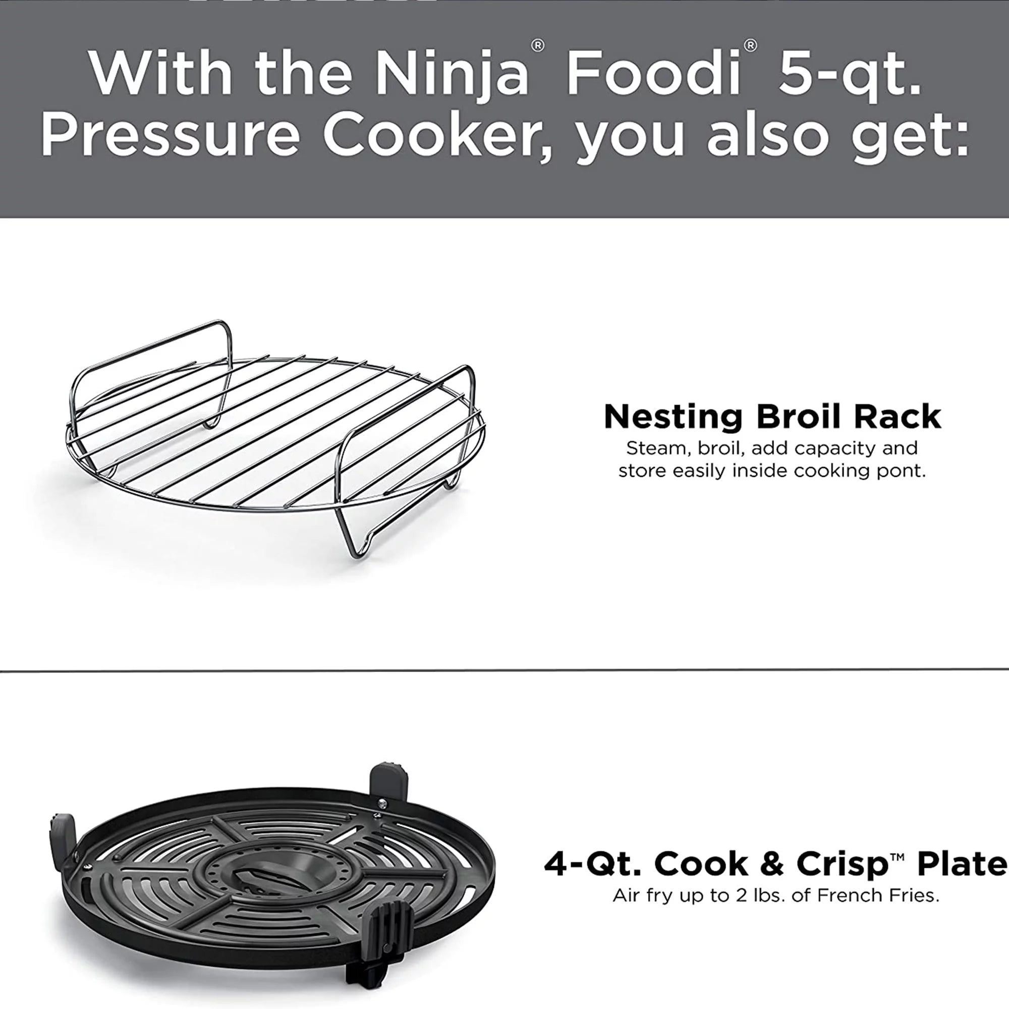 9 in 1 Pressure Cooker and Air Fryer with Nesting Rack, Silver Y13916
