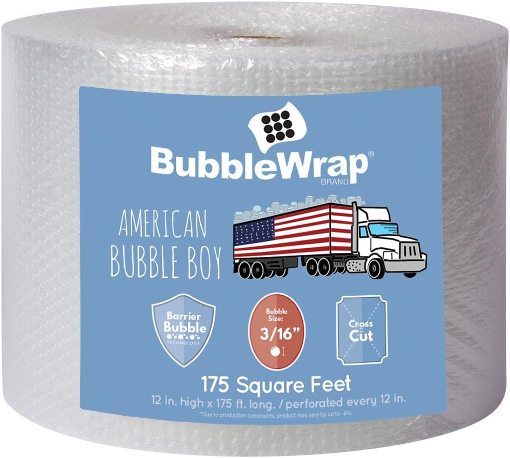 Bubble Wrap Roll 175ft, small bubble wrap 3/16 cushioning, perforated Every 12" L918392