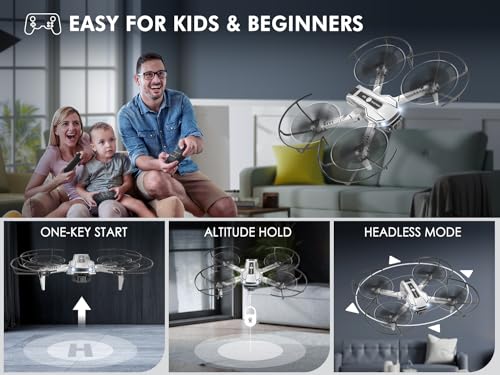 Black Mini Drone with Camera, Remote Control Quadcopter with 1080P HD Live Video Camera, 2 Batteries D650