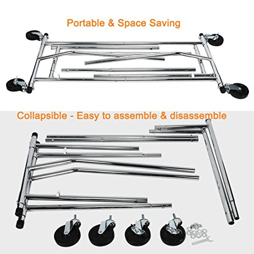 Heavy Duty Commercial Rolling Clothes Rack with Lockable Wheels G619