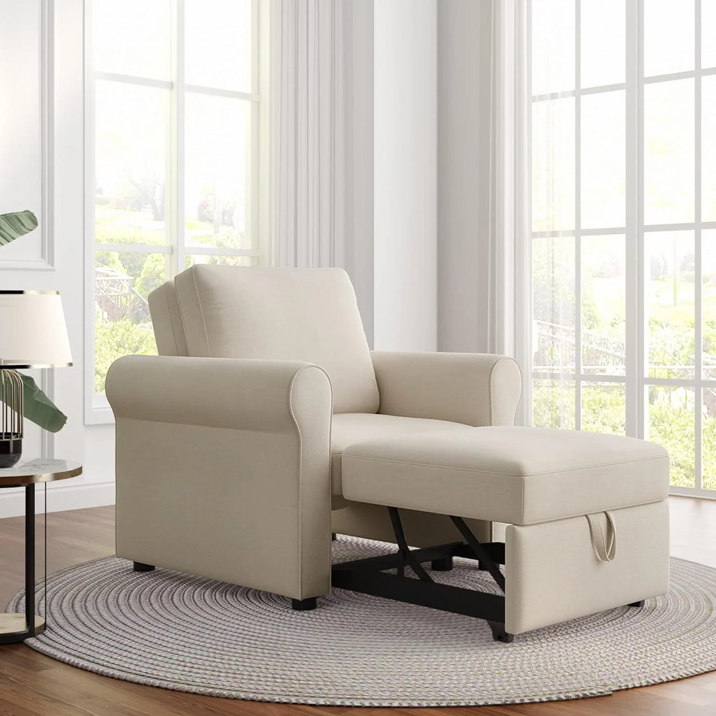 Beige Convertible Sleeper Chair Bed D557